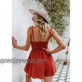 Vintagton Womens Spaghetti Strap Smocked Ruffle Romper Sleeveless Summer Beach Jumpsuit Brick Red