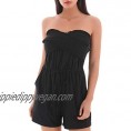 Women's Strapless Jumpsuits Backless Bodycon Shorts Jumpsuits Clubwear Sleeveless Casual Off Shoulder Rompers