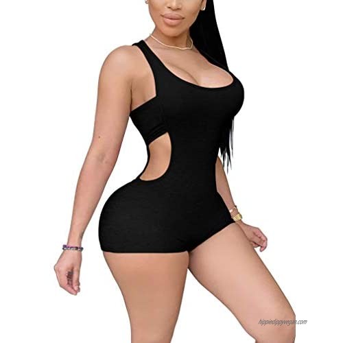 XXTAXN Women's Sexy Tank Bodysuit Sleeveless Cutout Short Jumpsuit Rompers
