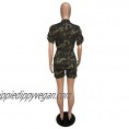 Yeshire Women's Sexy V Neck Camo Print Short Sleeve Drawstring Side Pockets Rompers Jumpsuits Clubwear