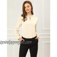 Allegra K Women's Work Office Shirt Keyhole Elegant Stand Collar Long Sleeve Chiffon Blouses