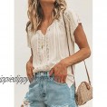 Astylish Womens Lace Top V Neck Short Sleeves Casual Blouses