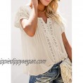 Astylish Womens Lace Top V Neck Short Sleeves Casual Blouses