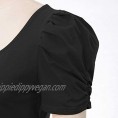 Belle Poque Women Elegant Puff Sleeve Top 1950s Vintage Blouse Tops for Casual Work BPS2079