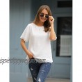 Blooming Jelly Womens Chiffon Blouse Summer Casual Round Neck Short Sleeve Pom Pom Shirts Top (Small  White-Swiss dot)