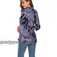 CEASIKERY Women's 3/4 Sleeve Floral V Neck Tops Casual Tunic Blouse Loose Shirt 010