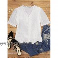 Happy Sailed Womens Plus Size V Neck Lace Crochet Tops Casual Loose Short Sleeve Flowy Tunic Blouses Shirts(1X-5X)