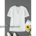 Happy Sailed Womens Plus Size V Neck Lace Crochet Tops Casual Loose Short Sleeve Flowy Tunic Blouses Shirts(1X-5X)