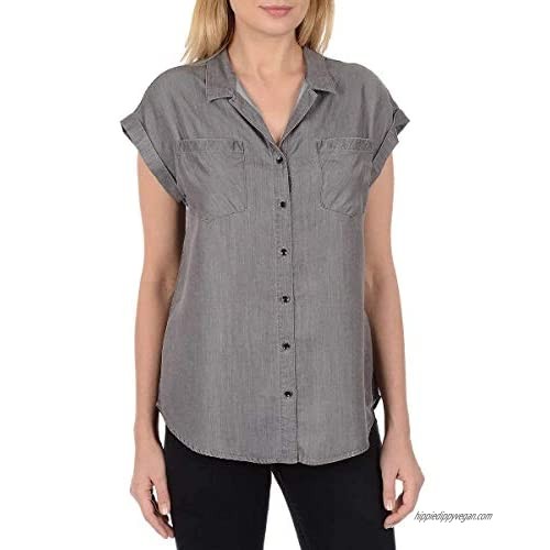 Jachs Women's Cap Sleeve Button Down Shirt - Short Sleeve Printed Blouse