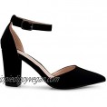 Olivia K Women's Sexy D'Orsay Ankle Strap Pointed Toe Block Heel Pump - Classic  Comfortable