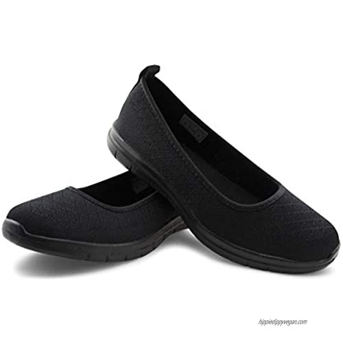 JABASIC Women Slip on Loafers Breathable Knit Flat Walking Shoes