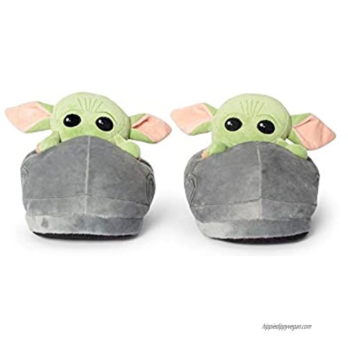 Star Wars: The Mandalorian The Child Grogu 3D Slippers | Baby Yoda-Themed Soft Plush House Shoe With Non-Slip Sole | Comfortable Footwear | Women 4-6  Kids 2-4