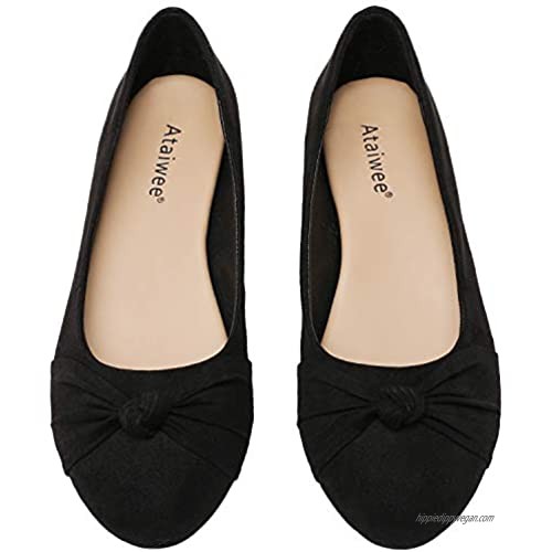 Ataiwee Women's Ballet Flats - Round Toe Suede Classic Cozy Easy Flat Shoes.