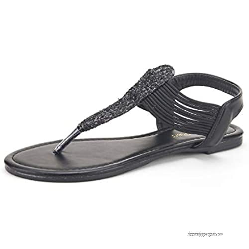 DREAM PAIRS Women's Elastic Strappy String Thong Ankle Strap Summer Gladiator Sandals