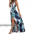 II ININ Women's Deep V-Neck Casual Dress Summer Backless Floral Print/Solid Split Maxi Dress for Beach Party