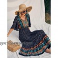 KIRUNDO 2021 Women’s Summer Short Sleeves Maxi Bohemia Dress Sexy V Neck Floral High Waist Flowy Pleated Beach Dress