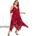 Milumia Women's Plus Size Cold Shoulder Tropical Floral Slit Summer Maxi Dress