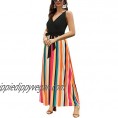 OUGES Womens Summer Deep V Neck Floral Adjustable Spaghetti Strap Beach Maxi Dress