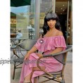 Sarin Mathews Womens Off The Shoulder Ruffle Party Dress Casual Side Split Beach Long Maxi Dresses with Pockets