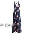 Simplee Women's Deep V Neck Backless Spaghetti Strap Floral Casual Maxi Dress