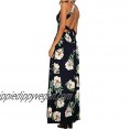 ZESICA Women's Halter Neck Floral Print Backless Split Beach Party Maxi Dress