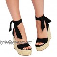 Womens Open Toe Tie Lace Up Espadrille Platform Wedges Sandals Ankle Strap Slingback Dress Shoes