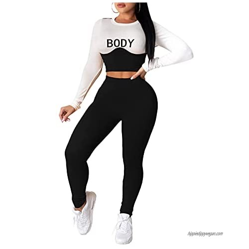 Fashion letter printed yoga pants high waist fitness women's two-piece suit