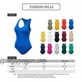FashionMille Women Basic Solid Sleeveless V Neck Stretchy Bodysuit Top