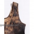 Milumia Women's Plus Size Tie Dye Sleeveless Rib Knit Notched Neck Casual Bodysuit