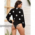 Milumia Women's Polka Dots Long Sleeve Bodysuit V Neck High Waisted Wrap Bodysuit