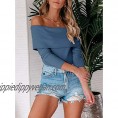 REORIA Sexy Off Shoulder Long Sleeve Ribbed Knit Bodycon Jumpsuit Stretchy Leotard Bodysuit Sweaters Tops