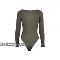 Womens Knitted Deep V Neck Long Sleeve Lace Up Bodysuit Stretchy Bodycon Jumpsuits Tops