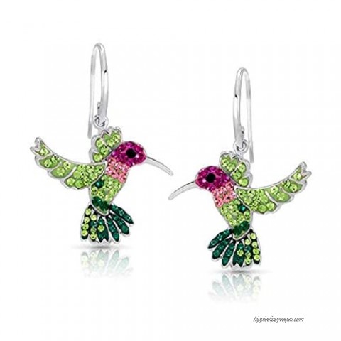 Colorful Flying Hummingbird Crystal Earrings Never Rust 925 Sterling Silver with Hypoallergenic Hooks For Women & Girls with Free Breathtaking Gift Box for The Miracle of Living