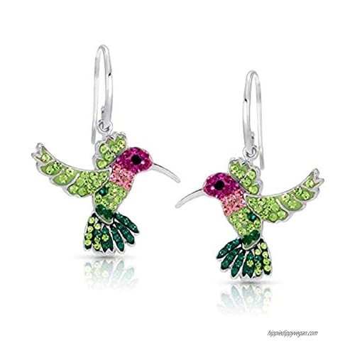 Colorful Flying Hummingbird Crystal Earrings Never Rust 925 Sterling Silver with Hypoallergenic Hooks For Women & Girls with Free Breathtaking Gift Box for The Miracle of Living