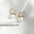 OwMell Elegant 925 Sterling Silver White Pearl Drop Earrings Dangle Stud Earrings for Women Large Size 12mm