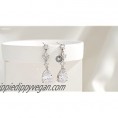 SWEETV Pearl Drop Earrings for Women Bridesmaids Brides -Teardrop Crystal Rhinestones Cubic Zirconia Earrings Dangling