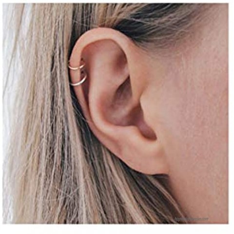 14K Real Gold Plated Cuff Earrings Huggie Stud Hoop Earrings for Women