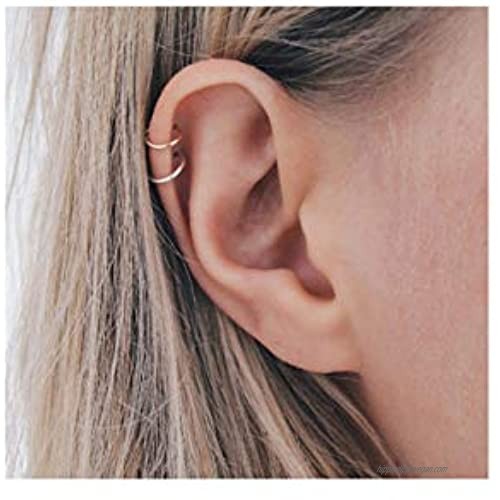 14K Real Gold Plated Cuff Earrings Huggie Stud Hoop Earrings for Women