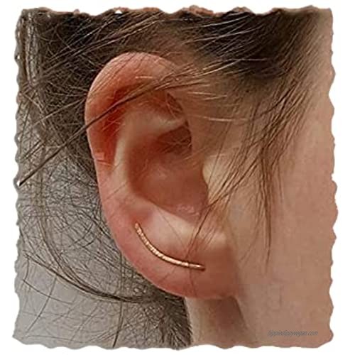 genbz Chic ear climbers Handcrafted Hammered Ear Climber Earrings Minimalist ear crawler Sterling Silver ear crawler earrings