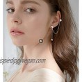 SLUYNZ 925 Sterling Silver Cuff Earrings Chain for Women Asymmetric Star Moon Earrings Crawler Earrings Dangling Chain