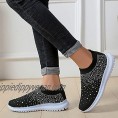 Women's Crystal Breathable Orthopedic Slip On Walking Shoes  Athletic Walking Shoes Casual Mesh-Comfortable Work Sneakers Knitted Anti-Slip Sneakers  Suitable for All Foot Types