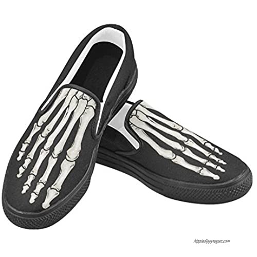 Elliz Clothing Elliz Women's Skeleton Foot Slip-on Skateboarding Shoes - Canvas Sneakers (White/Black Soles)