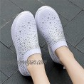 JCBB Women's Crystal Breathable Orthopedic Slip On Walking Shoes  Knitted Anti-Slip Sneakers Casual  Suitable for All Foot Types (White  6.5-7)