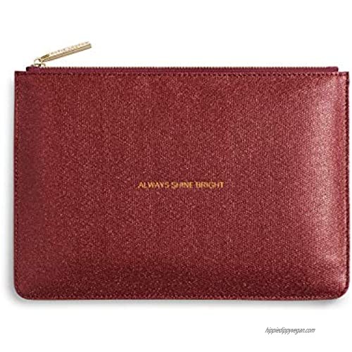Katie Loxton Always Shine Bright Womens Medium Vegan Leather Clutch Perfect Pouch Red Shimmer