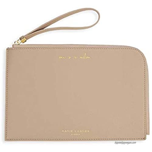 Katie Loxton One In A Million Womens Vegan Leather Secret Message Pouch Clutch Taupe