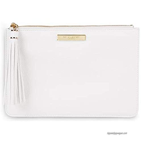 Katie Loxton Sophia Tassel Pouch Womens Medium Vegan Leather Clutch Handbag in White