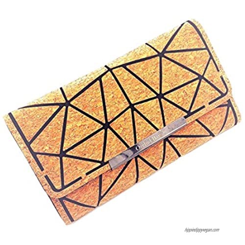 Orchid Bay Women's Geometric Cork Clutch Wallet  Vegan Cork Wallet  Cork Purse  Vegan Purse  Cork Cell Phone Clutch Bag - Eco Friendly  Natural and Sustainable.