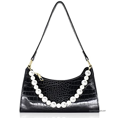 TANOSII Retro Classic Clutch Purse Crocodile Pattern Shoulder Handbag With Zipper Closure For Women