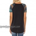 Halife Womens Tops Short Sleeve Color Block Raglan Casual Tshirts