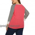 IN'VOLAND Women's Plus Size Raglan Top Striped Baseball T-Shirt 3/4 Sleeve Casual Scoop Neck Tee Tunic